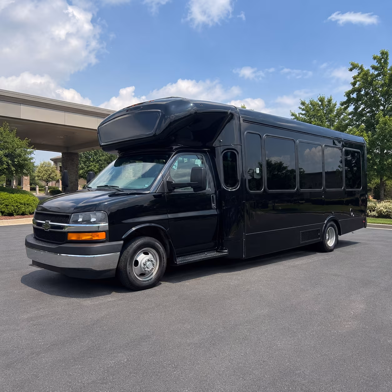 bridal party buses from getting ready suites to the ceremony aisle